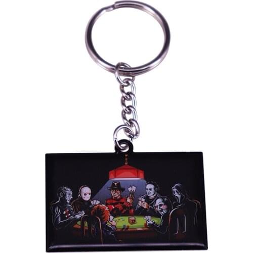Horror Movie Killers Playing Poker Keychain