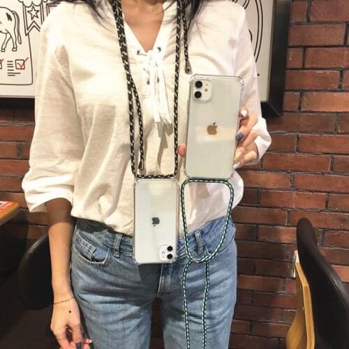 Clear TPU Crossbody Strap Phone Case For Xiaomi mi 11 9 SE 8 Lite A2 Lanyard Necklace Shoulder Strap Case Redmi NOTE 7 8 9S PRO