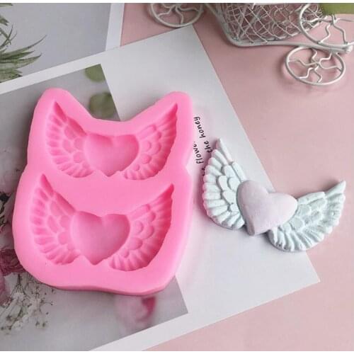 DIY Love Heart Wing Silicone Mold Cake Baking Decoration Plaster Crafts Decoration Chocolate Mold Wing Love Shape Silicone Mold