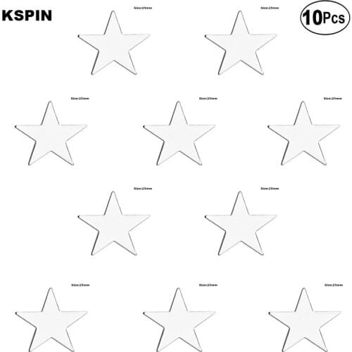 Silver Star 25MM Badge Lapel Pin Flag badge Brooch Pins Badges 10Pcs a Lot