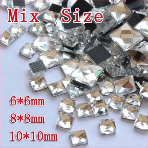 Clearance sale 130pcs Mix Sizes Clear Crystal Hotfix Rhinestones 6mm 8mm10mm Strass Crystal Rhinestone Craft for Wedding Dresses