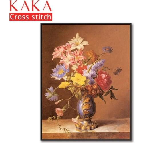 Cross stitch kits,Embroidery needlework sets with printed pattern,11CT-canvas for Home Decor Painting,Flowers Full NCKF306