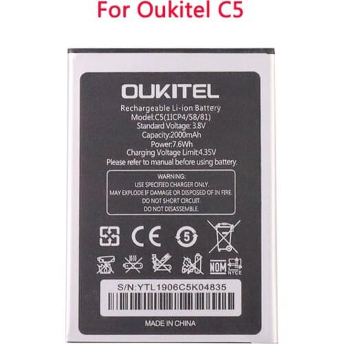 100% New 3.8V 2000mAh Battery for Oukitel C5 Special Spare Battery for Oukitel C5 PRO Mobile Phone battery