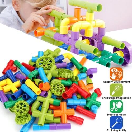 312Pcs Creative Childrens Educational Toys Water Pipe Building Blocks ChildrenDIY Assembly PipeTunnel Building Block Model Toys