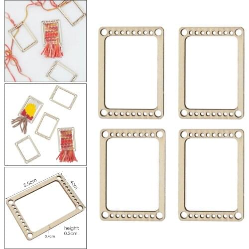 4x Mini Weaving Looms Rectangle Woven Weave Frame Beginner Pendant Bracket