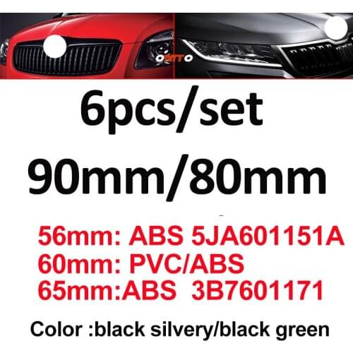 6pcs/set 90mm 80mm 56mm For skoda Octavida Bora Fabia Superb Yeti Car Wheel hub Center Caps Auto Emblem Front Trunk Logo Badge