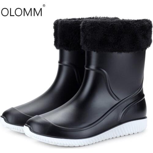 Snow Boots Warm Lining Inside Non-slip Waterproof Rain Boots Thick Plastic Men Boots Men Shoes Men Work Boots Fishing Shoes