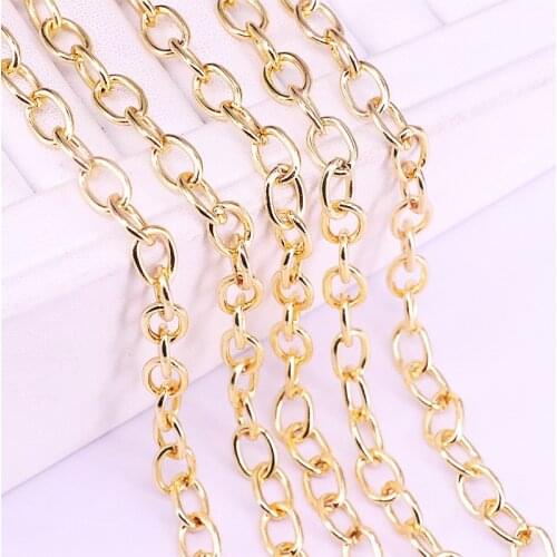 5Meters Metal Open Link Chain For Bracelet Necklace Diy Jewelry Making Gold Tone Bulk Cable Chain Findings