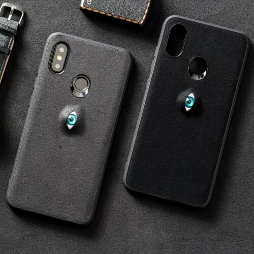 Phone Case For Xiaomi Mi 6 8 8SE Max 2 3 Mix 2s A2 case 3D Evil eyes Suede leather Back Cover Gift For Friends and Children