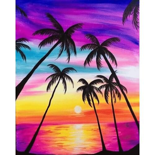 Diy 5D Coconut Tree Full Diamond Painting Cross Stitch Kits Art Cartoon 3D Paint By Diamonds Diamond Embroidery Decoration