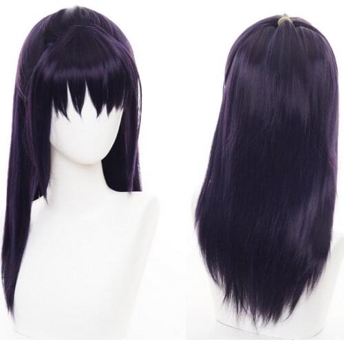 Anime Jujutsu Kaisen Long Straight Purple Cosplay Wig Synthetic Hair Halloween Party Wigs