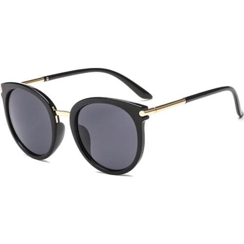 Women Cat Eye Glasses Round Lens Sunglasses Ladies Retro Brand Design Metal Driver Goggles Eyewear