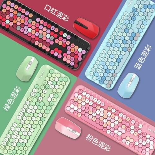 Ferris hand wireless keyboard and mouse color lipstick girls punk keyboard office suit