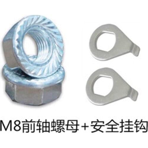 Bicycle Front Axle Nut Childrens Bicycle Rear Axle M10 Fine-tooth Screw M8 Flange Crank Nut Mid-shaft Accessories