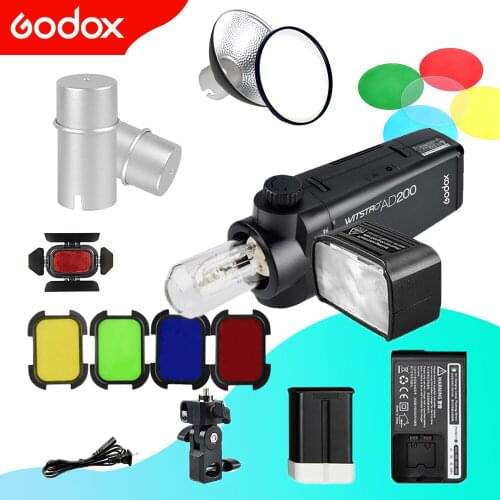 Godox AD200 200Ws TTL Pocket Flash Strobe Kit with XPro Trigger 2900mAh Lithimu Battery and Bare Bulb BD-07