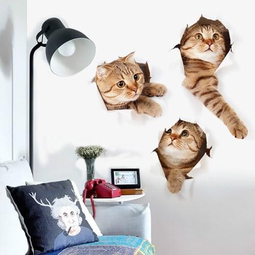 Classic, fashion, cute 3D cat combination toilet paste, bedroom, living room decoration waterproof combination wall paste