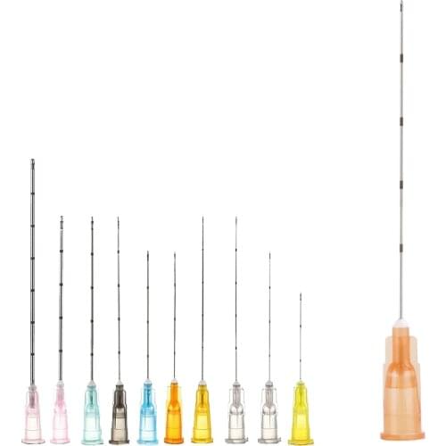 Korea Disposable Stainless Steel High Tougthness Colourful 10pcs Blunt Micro Cannula For Hyaluronic Acid