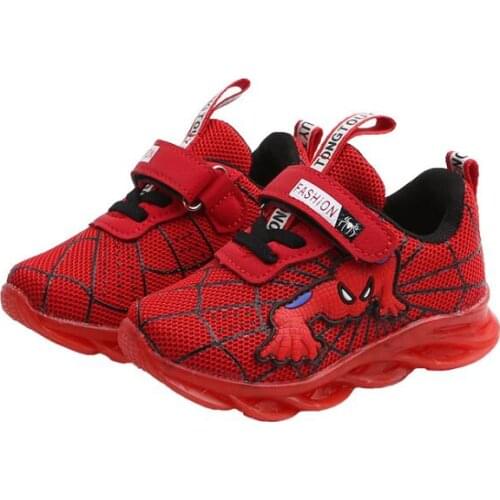 Spiderman Children Shoes Kids Glowing Sneakers Shoes Led With Light Toddler Baby Girls Luminous Shoes Boys Cartoon Shoes