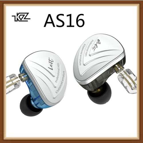 KZ AS16 Headset 16BA Balanced Armature Units HIFI Bass In Ear Monitor Earphones Noise Cancelling Earbuds Headphones For Phone