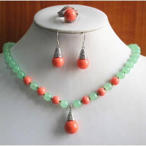 Best jewelry setWholesale factory price Womens light green jade red /pearl Necklace earring