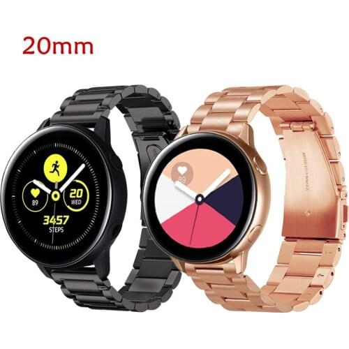 20MM Steel Watchband for Samsung Galaxy Watch 3 41mm/42mm/Active 2 Metal Bracelet for Garmin Venu/Vivoactive 3/Vivomove HR Strap