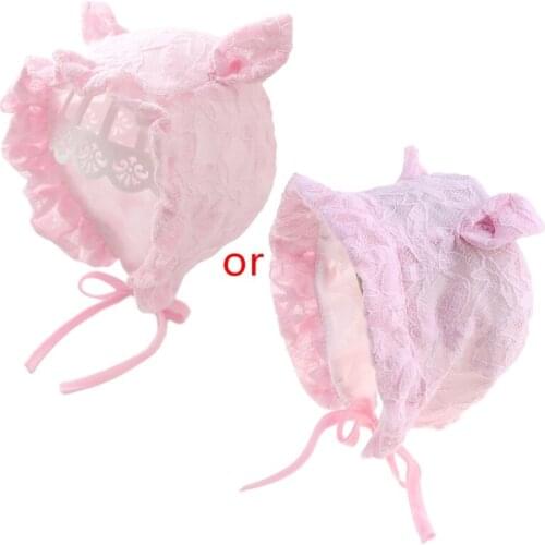 Newborn Baby Princess Cute Lace Sun Hat Toddler Photography Props Breathable Cotton Beanie Bonnet