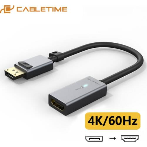 CABLETIME Displayport to HDMI Adapter 4K/60Hz Gold plated DP to HDMI Video Display Converter for Laptop PC HDMI Adapter C314