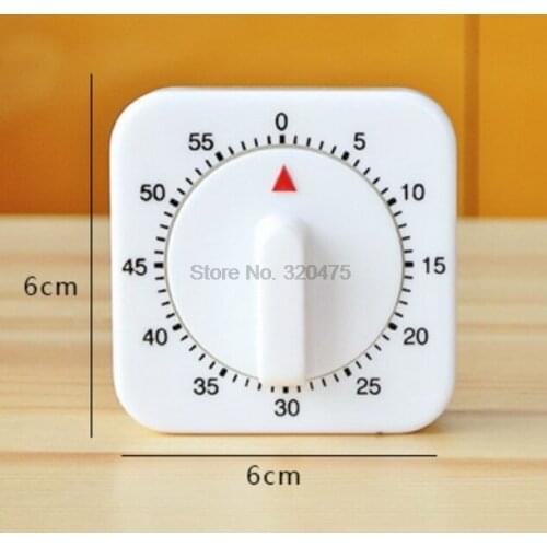 By dhl 100pcs practical 60 Minutes Kitchen Timer Count Down Alarm Reminder White Square Mechanical Timer for Kitchen