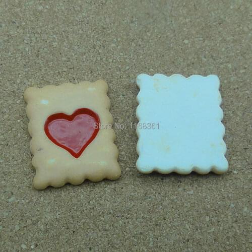 Resin flat back red love biscuit 25mm Cabochons Jewelry Fit Mobile Phone Hairpin Headwear DIY Accessories B104-1