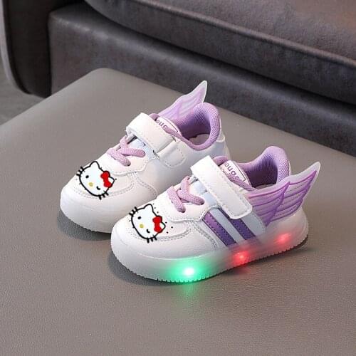 Sanrio Hello Kitty 2021 boys light-up casual shoes girls small wings fashion LED Melody board shoes shoes soft sole