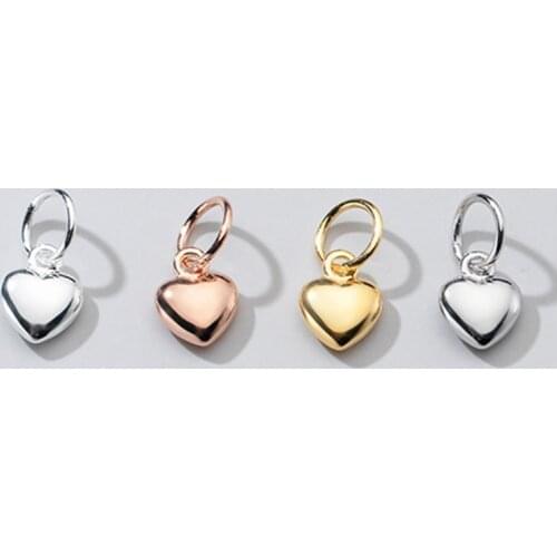 925 Sterling Silver Trendy Stereo Heart Circle Charms Plating 4 Colors S925 Silver Women Decoration Dangle Pendants DIY Jewelrys
