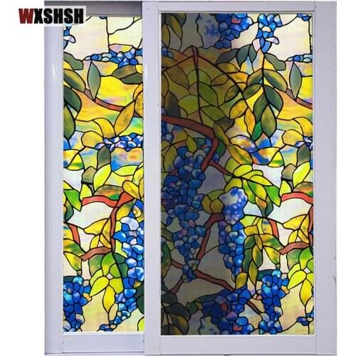 Stained Grape Glass Sticker Static Cling Thermal-Insulation Privacy Protection ReusableRemovable Home-Decoration Tint-Film