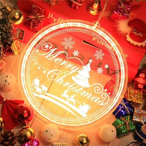 Battery Operated LED Illusion Lamp 3D Hanging Lights Novelty Night Light for Christmas Wedding Party Valentines Home Decoration