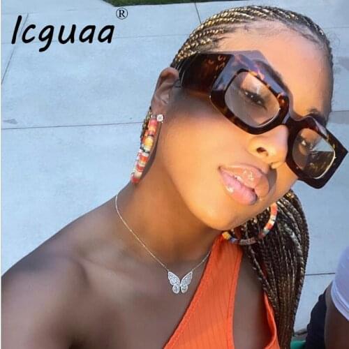 Vintage Square Sunglasses Black Frame Transparent Glasses Retro Thick Legs Flat Mirror Rectangle PC Glasses Frame