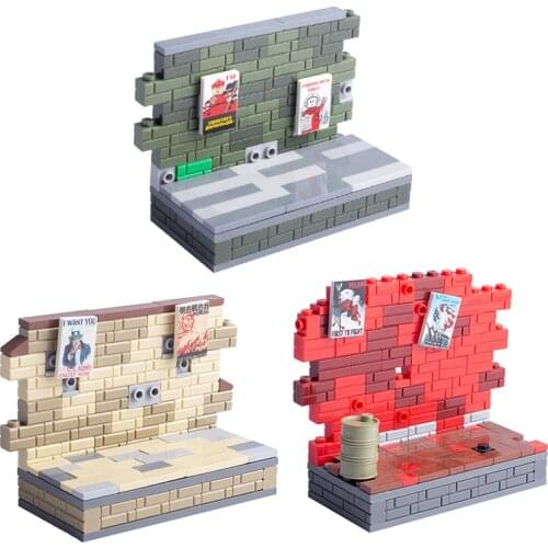 WW2 Military Figures Weapons Accessories Building Blocks Army Soldiers British soldier Guns Ruins Bricks Parts Toys for Children