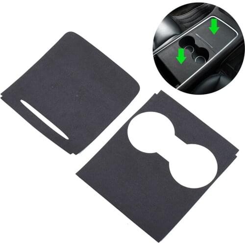 Suede Leather Car Interior Center Cup Holder Console Panel ABS Cover Trim for Tesla Model 3 Y Storage Box Panel