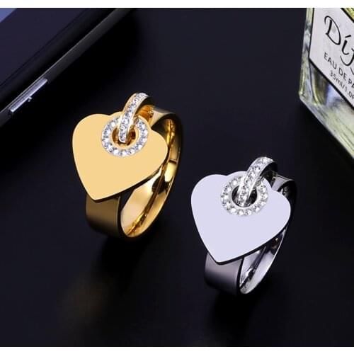 Luxury Heart Shape Ring Love Crystal Ring For Women Christmas Wedding Anniversary Jewelry Gift