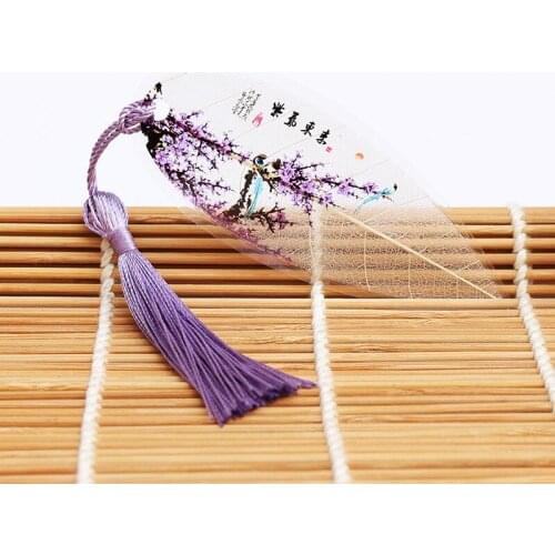 1pcs Leaves Purple Purple East Wisteria Flower Classic Chinese Style Creative Cute Vein Bookmarks