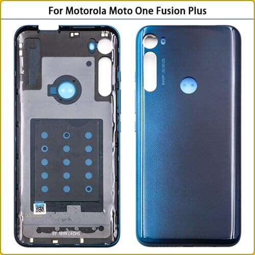 10PCS New 6.5" For Motorola Moto One Fusion Plus Plastic Battery Back Cover Rear Panel Door Housing Case With Side key Replace