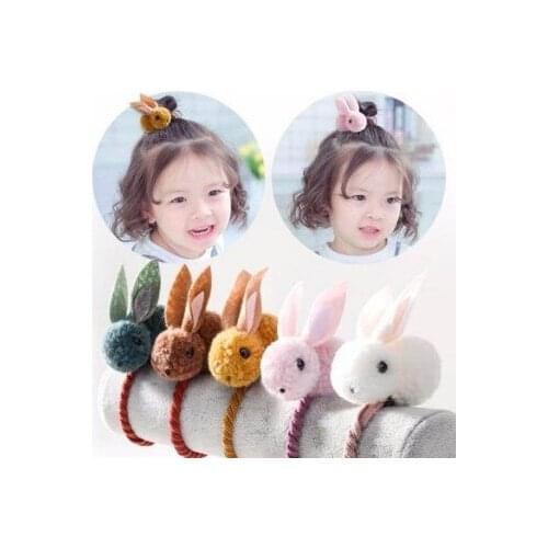 120pcs/lot DIY Simple Multi Lamb Felt Stereo Rabbit Rubber Band Plush Bunny Ears Hair Bands Styling Tools Accessories HA692