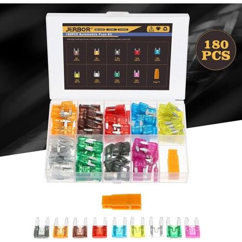 180pcs Mini Blade Fuse Mixed Mini Car Blade Fuse Set Standard Fuse for Truck Boat Car Accessories Fuse Adapter