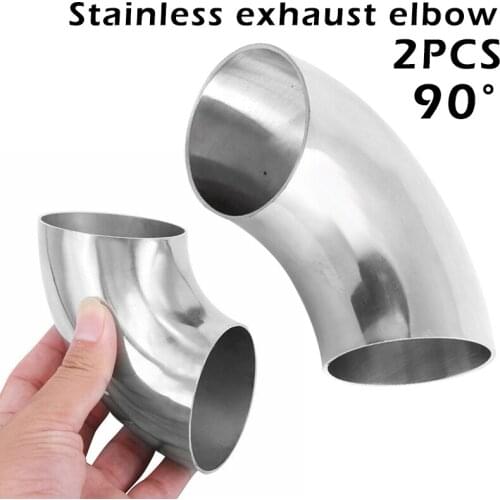 2Pcs 2.5Inch/63mm Car Exhaust Pipe Stainless Steel 90 Degree Bend Elbow Tubes NJ88