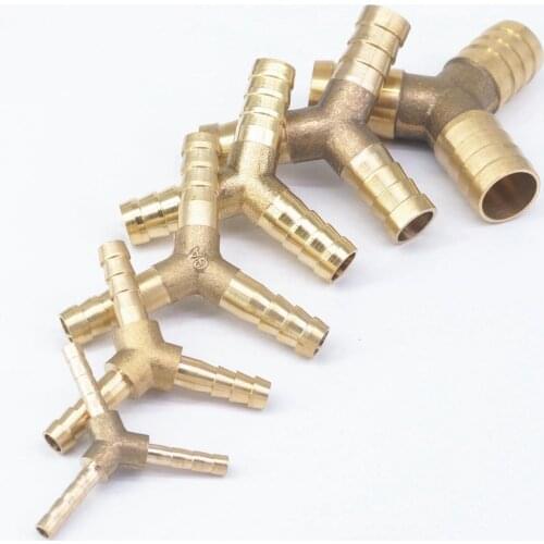 Y Hose Barb I/D 4mm 6mm 7mm 8mm 10mm 12mm 14mm 16mm 3 Ways Brass Coupler Splicer Connectors Fittings 1Mpa