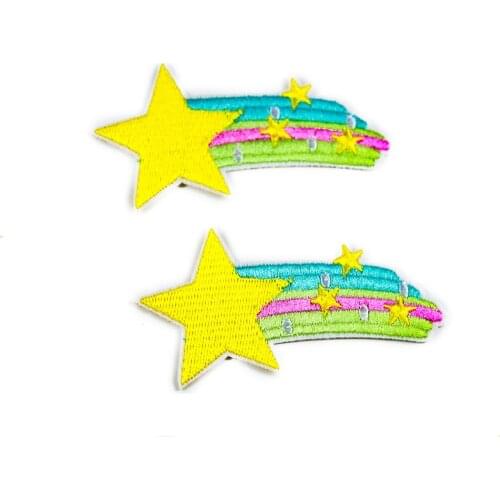 2PCS Star Rainbow Stripe Patch Embroidery Applique Iron On Clothing Patches DIY Handcrafts T-shirt Jacket Stickers Decoration