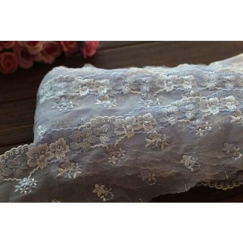 2 Yards Lace Trim Floral Embroidered Tulle Lace Trim 4.33 Inches Wide High Quality