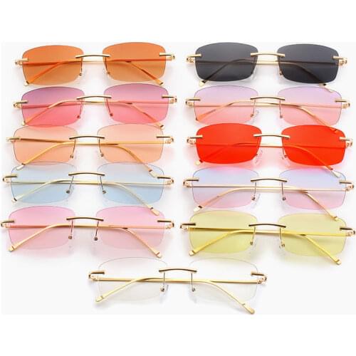 2021 Fashion Sunglasses Women Retro Brand Designer Rimless Gradient Sun Glasses Shades Ocean Lens Ladies Frameless Eyeglasses