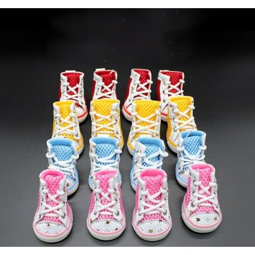 4Pcs/set Dog Mesh Shoes Anti-slip Puppy Cat Breathable Sneakers Soft and Comfortable Pet Non-slip Booties Accessories XS - XL