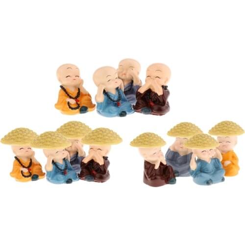 4pcs Buddha Monks Statues Traditional Chinese Monks Figures Monks Figurine Statue for the Home Decorative Ornaments