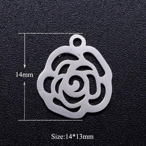 5pcs/lot Rose Flower Stainless Steel DIY Charms Wholesale Jewelry Making Charm OEM Charm Accepted High Polished