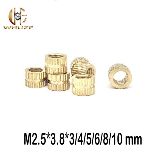 50pcs M2.5*3.8*3/4/5/6/8/10 mm OD 3.2mm brass copper insert mut embedded copper knurled nut Injection molding machine nut